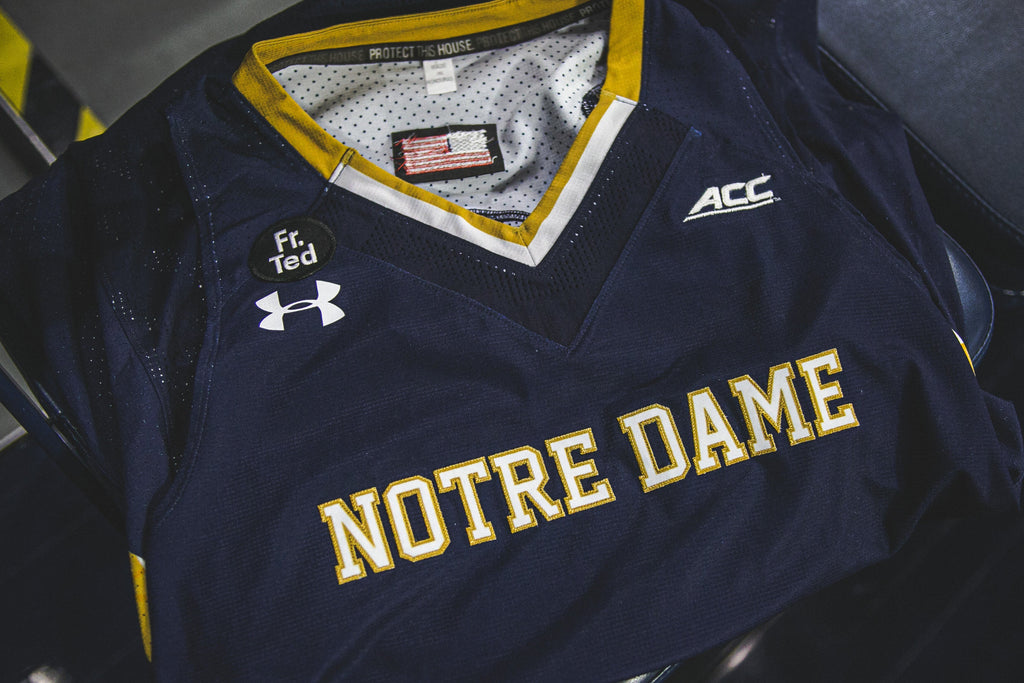 Blue Used Medium Under Armour Notre Dame Hockey Jersey